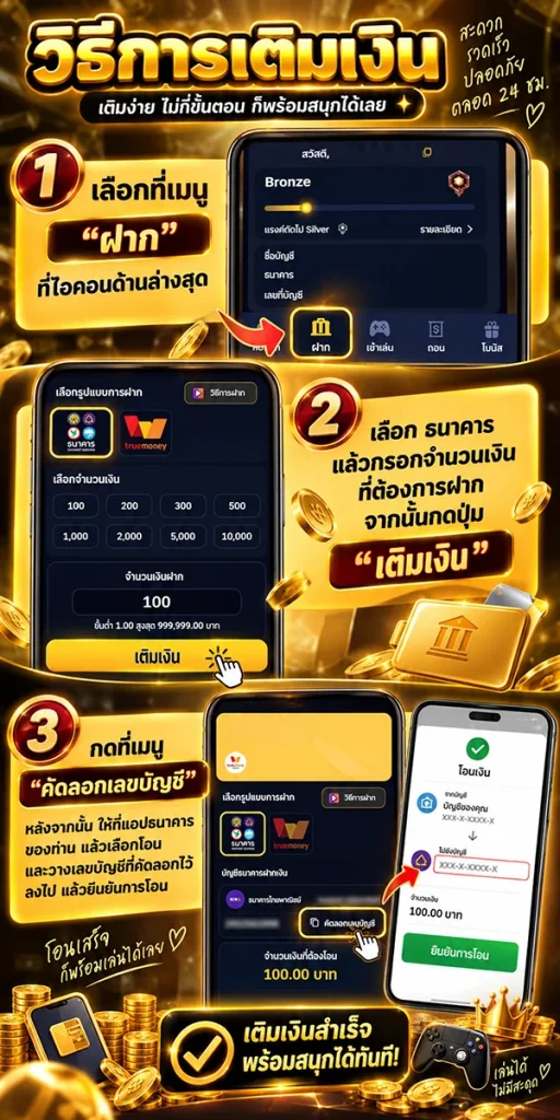 ขั้นตอนฝากเงิน